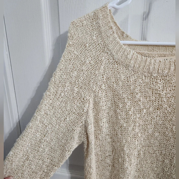 Cream open knit sweater tunic embroidered lace antique balletcore Fairy Med - Picture 3 of 8